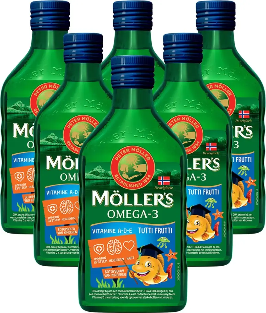 6x Mollers Omega-3 Levertraan Tutti Frutti (250 ml)