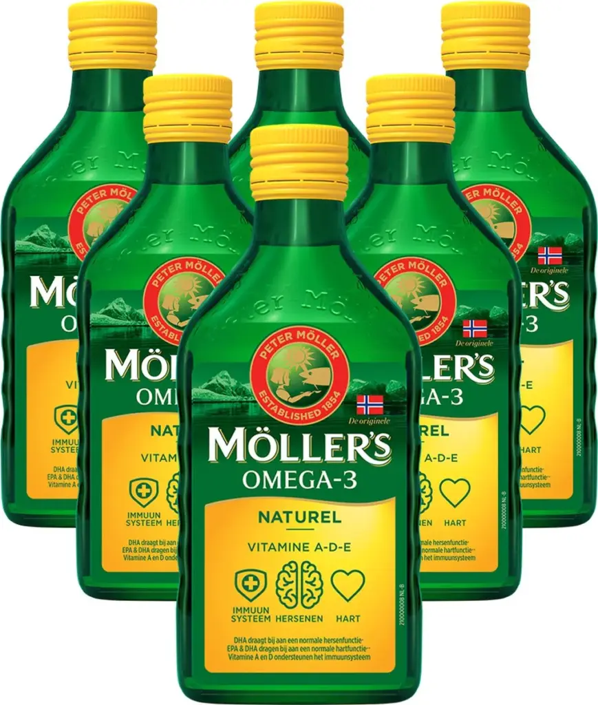 6x Mollers Omega-3 Levertraan Naturel (250 ml)