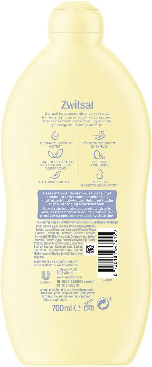 Zwitsal Zeepvrije Wasgel (700 ml)