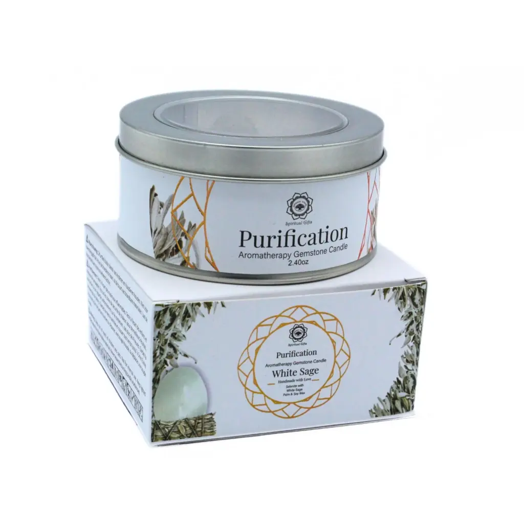 Green Tree Gemstone Candle Purification White Sage (70 gr)