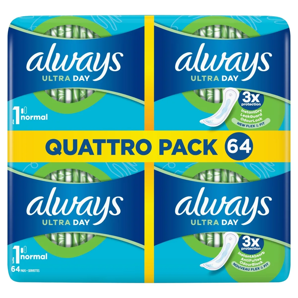 Always Ultra Day Normal Quattro Pack (64 stuks)