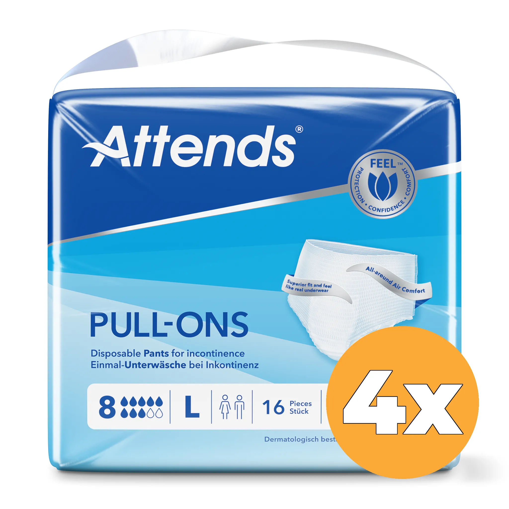 4x Attends Pull-Ons 8 Maat L (16 stuks)