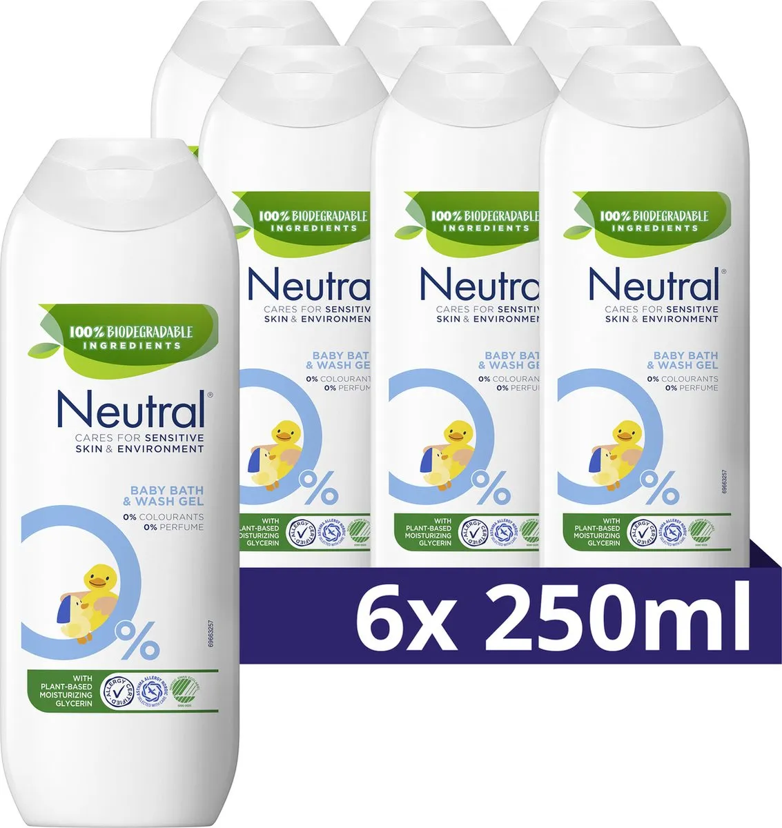 6x Neutral Baby bath & wash gel (250 ml)