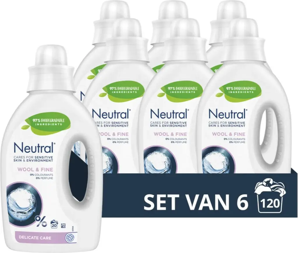 6x Neutral Wasmiddel Vloeibaar Wol en Fijn (1000 ml)