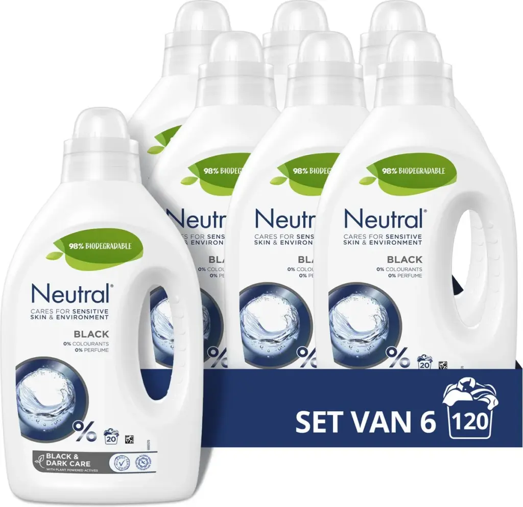 6x Neutral Wasmiddel Vloeibaar Zwart (1000 ml)