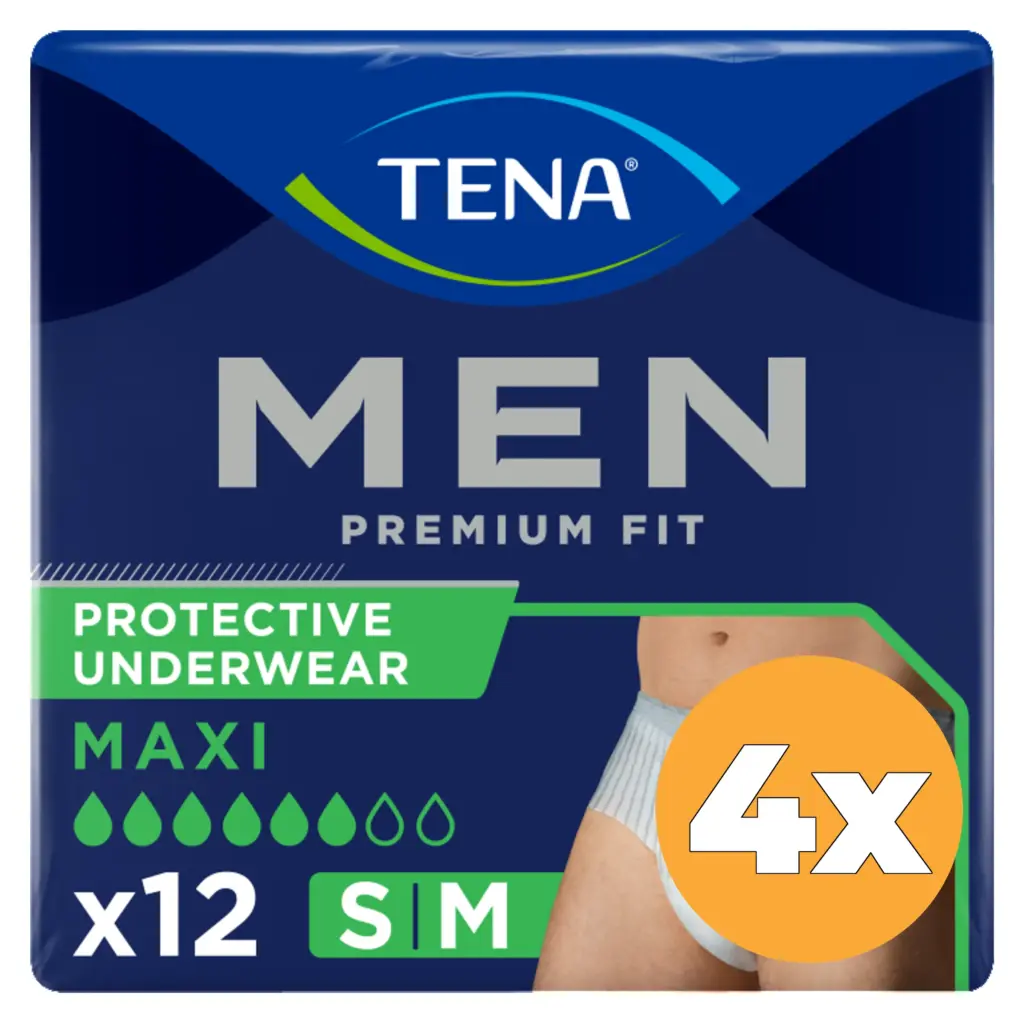 4x Tena Men Men Premium Fit Maat M (12 stuks)