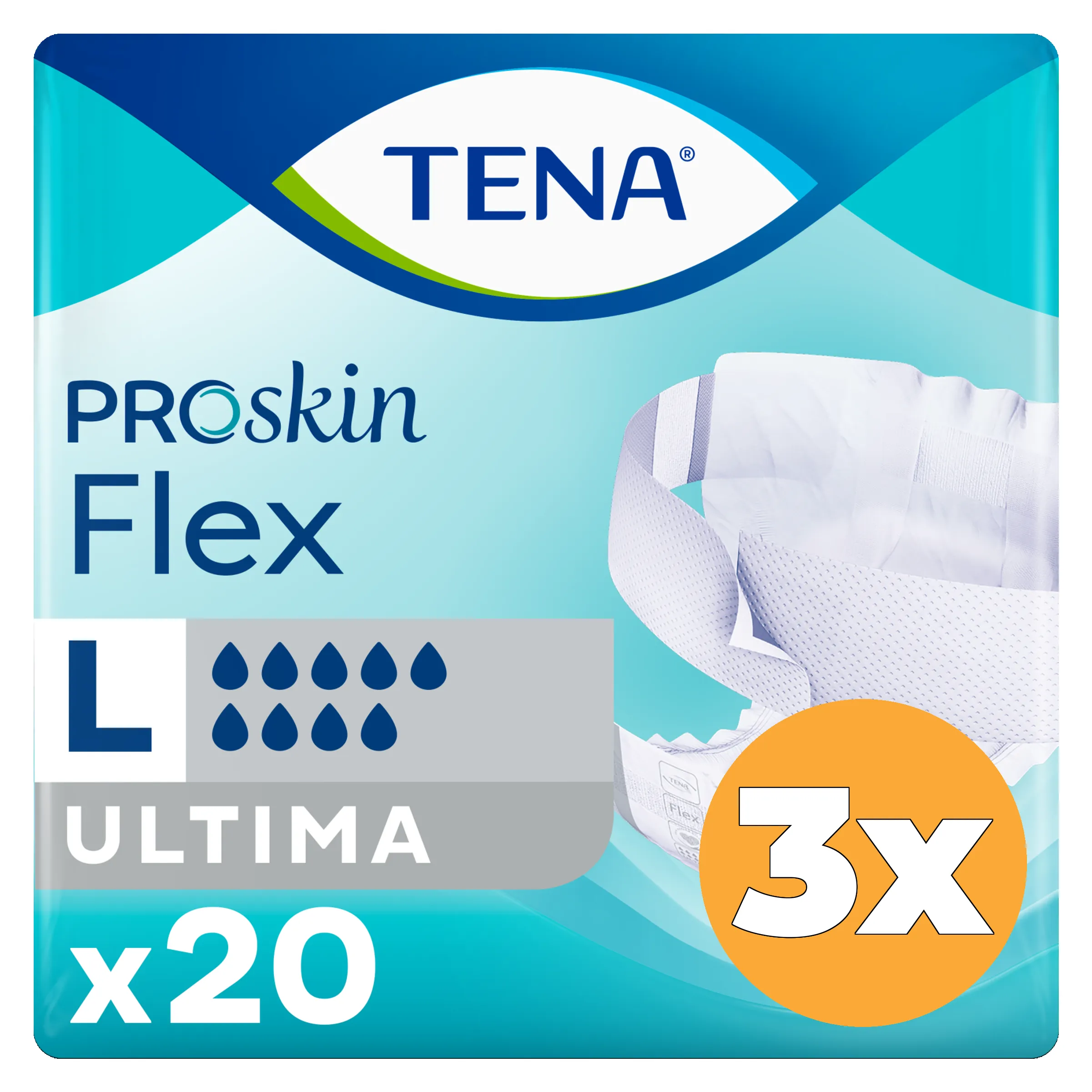 3x Tena Flex Ultima ProSkin Large (20 stuks)