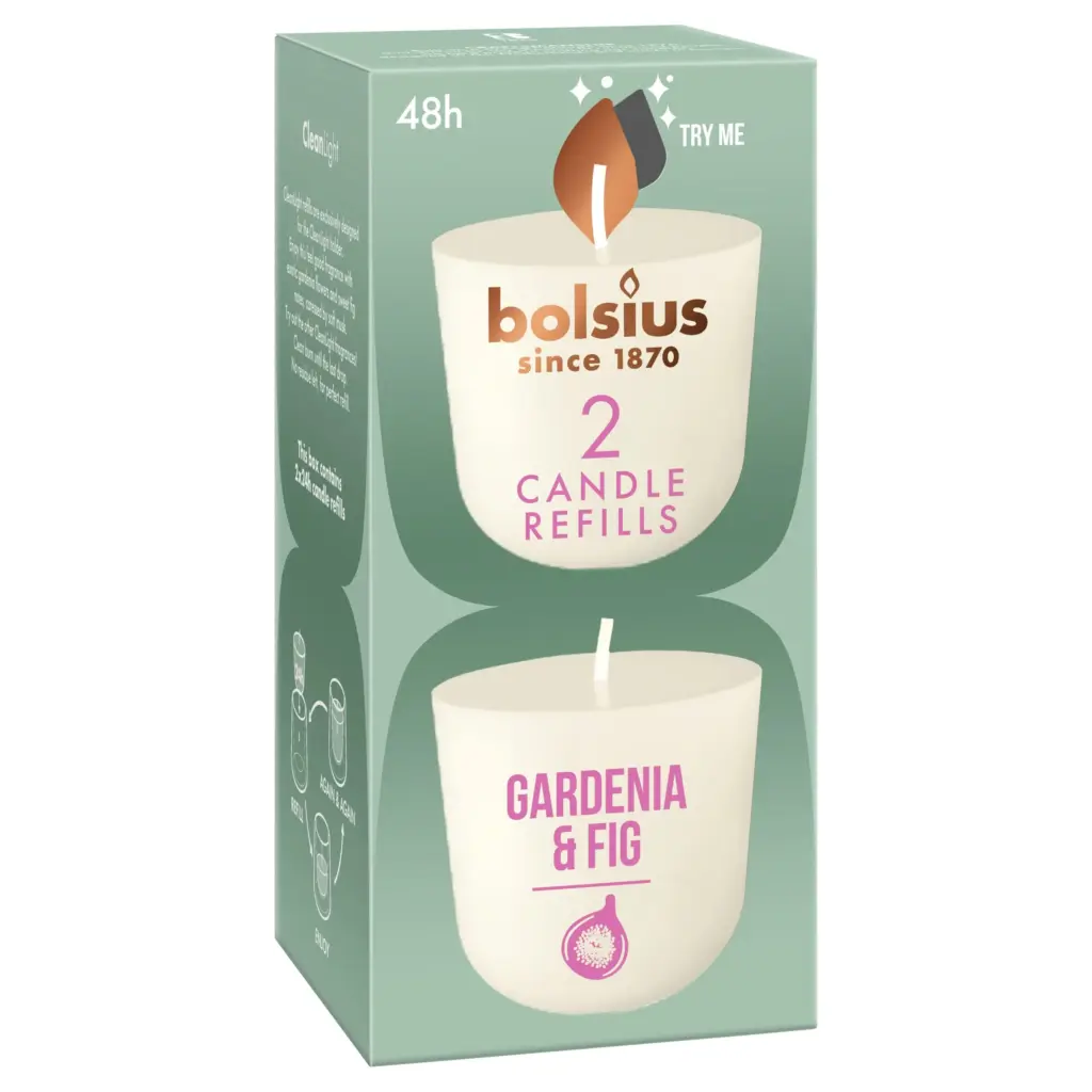 Bolsius Navulling Clean Light pack 2 Gardenia & Fig (2 stuks)