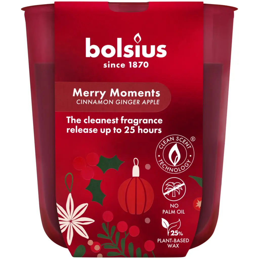 Bolsius Geurglas 80/73 True Glow Merry Moments (1 stuk)