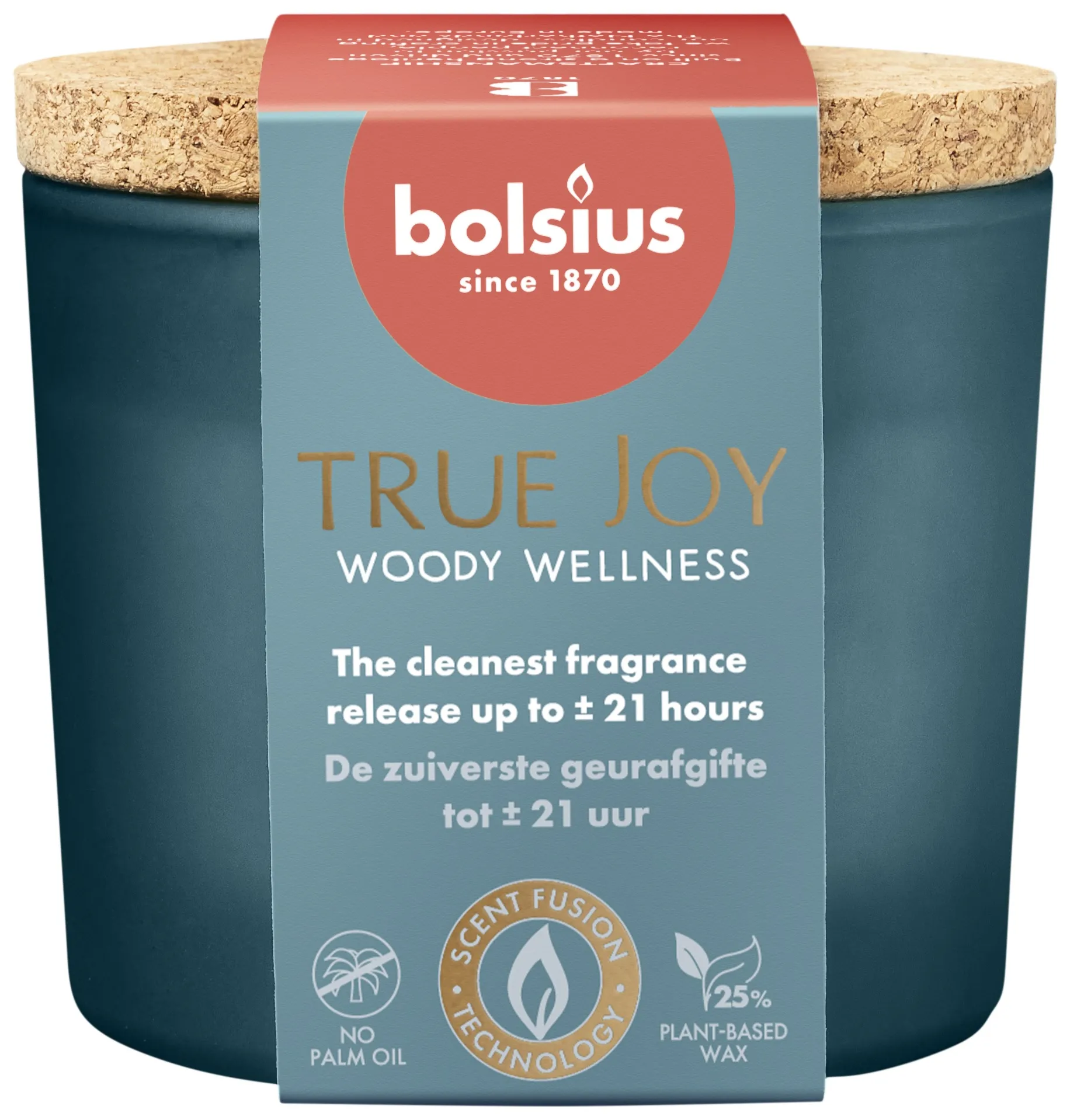 Bolsius Geurglas met kurk 66/83 True Joy Woody Wellness (1 stuk)
