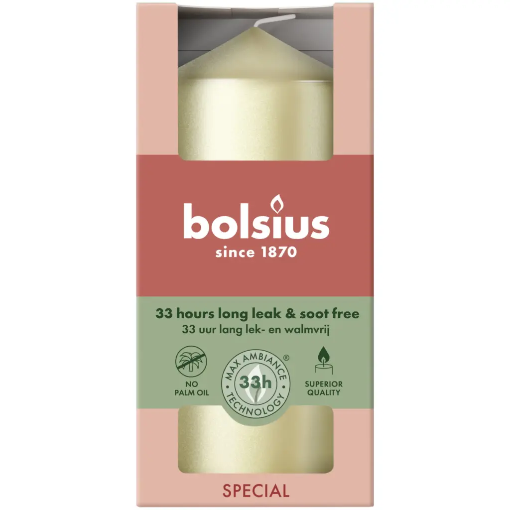 Bolsius Stompkaars 120/58 metallic White Silver (1 stuk)