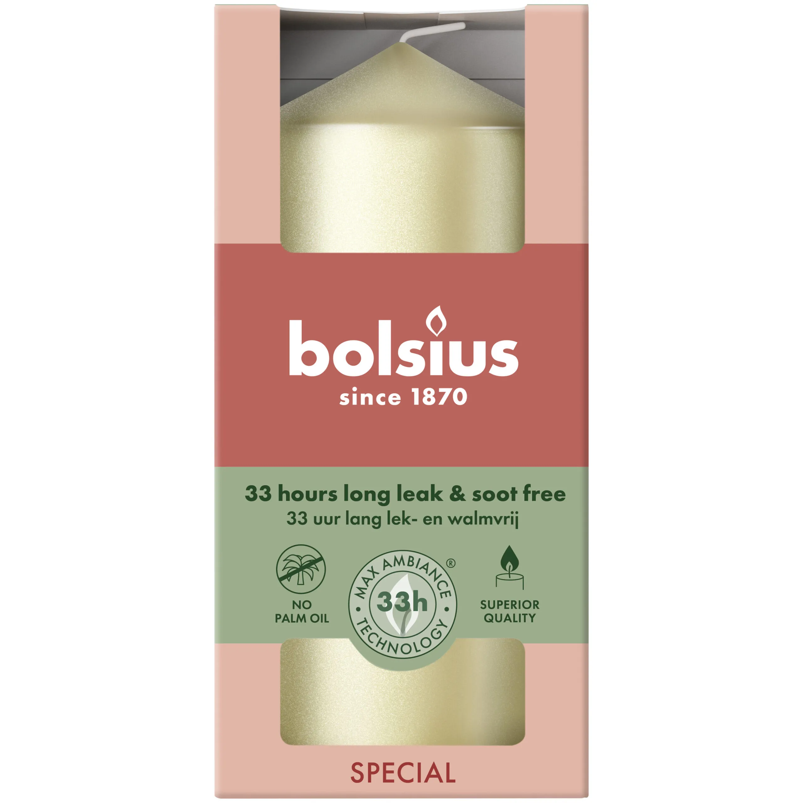 Bolsius Stompkaars 120/58 metallic White Silver (1 stuk)