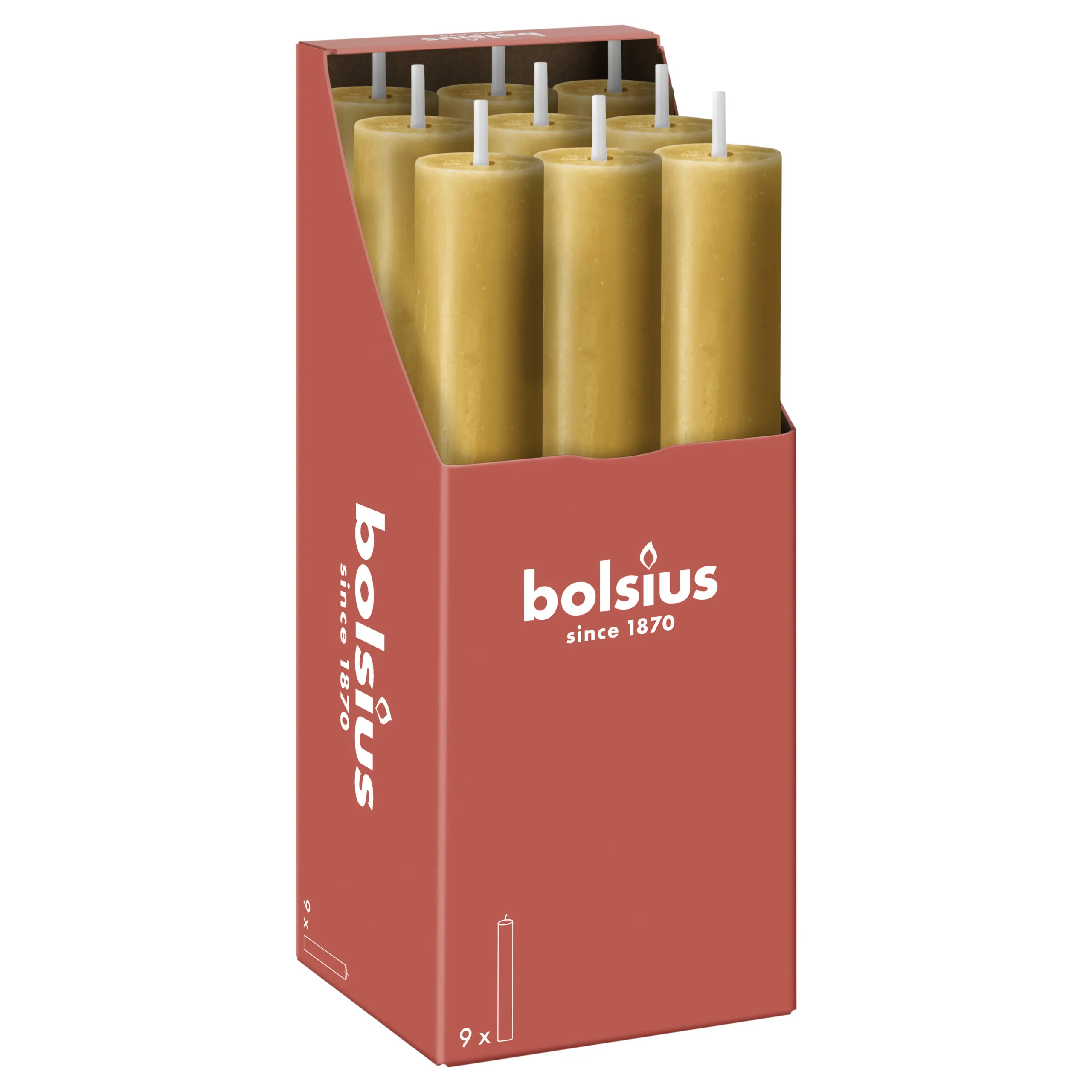 Bolsius Rustiek tafelkaars XL Oat Beige (9 stuks)