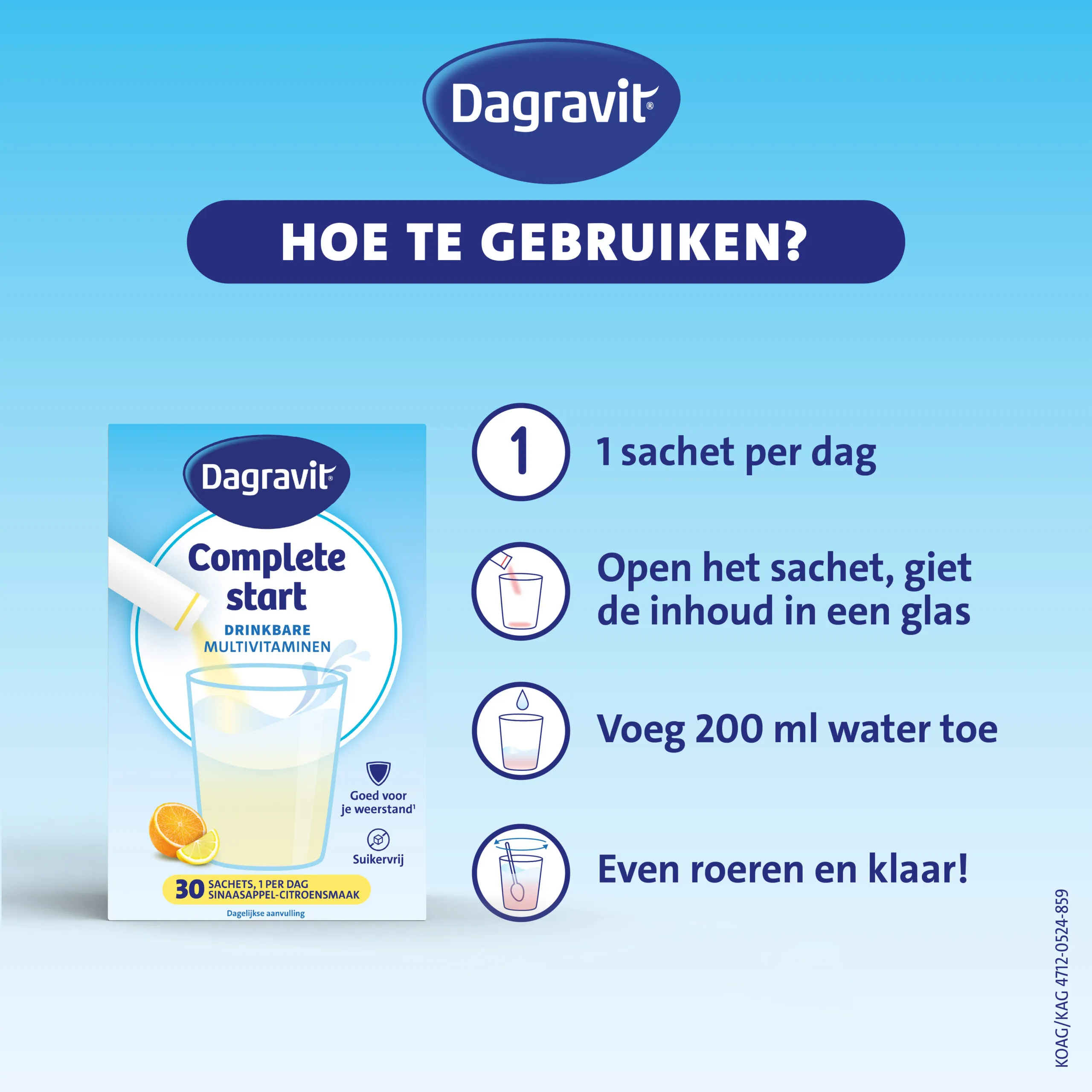 Dagravit Complete Start Drinkbare Multivitaminen Citroen-Sinaasappel (30 sachets) - image 3
