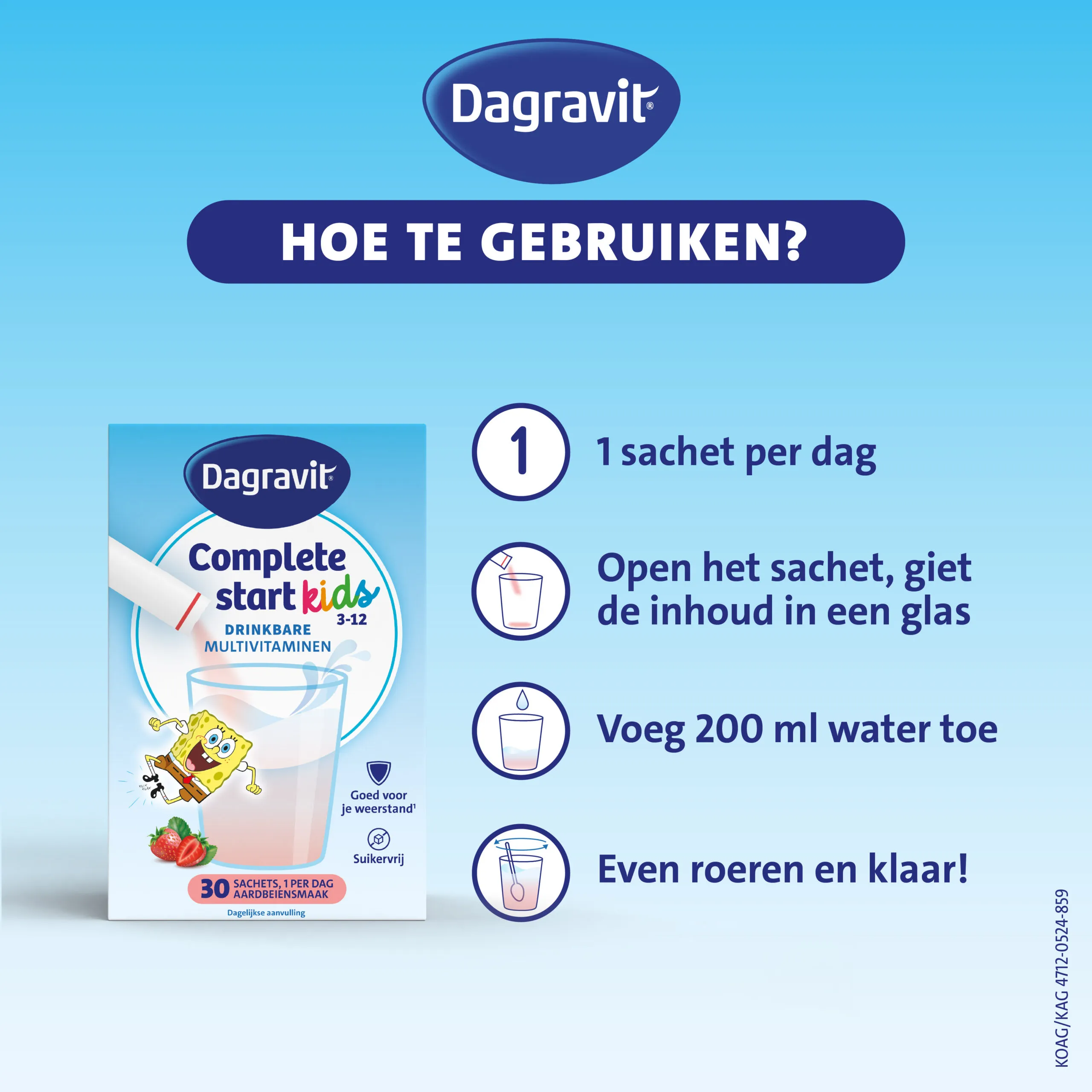 Dagravit Complete Start Drinkbare Multivitaminen Kids 3-5 Aardbei (30 sachets) - image 3