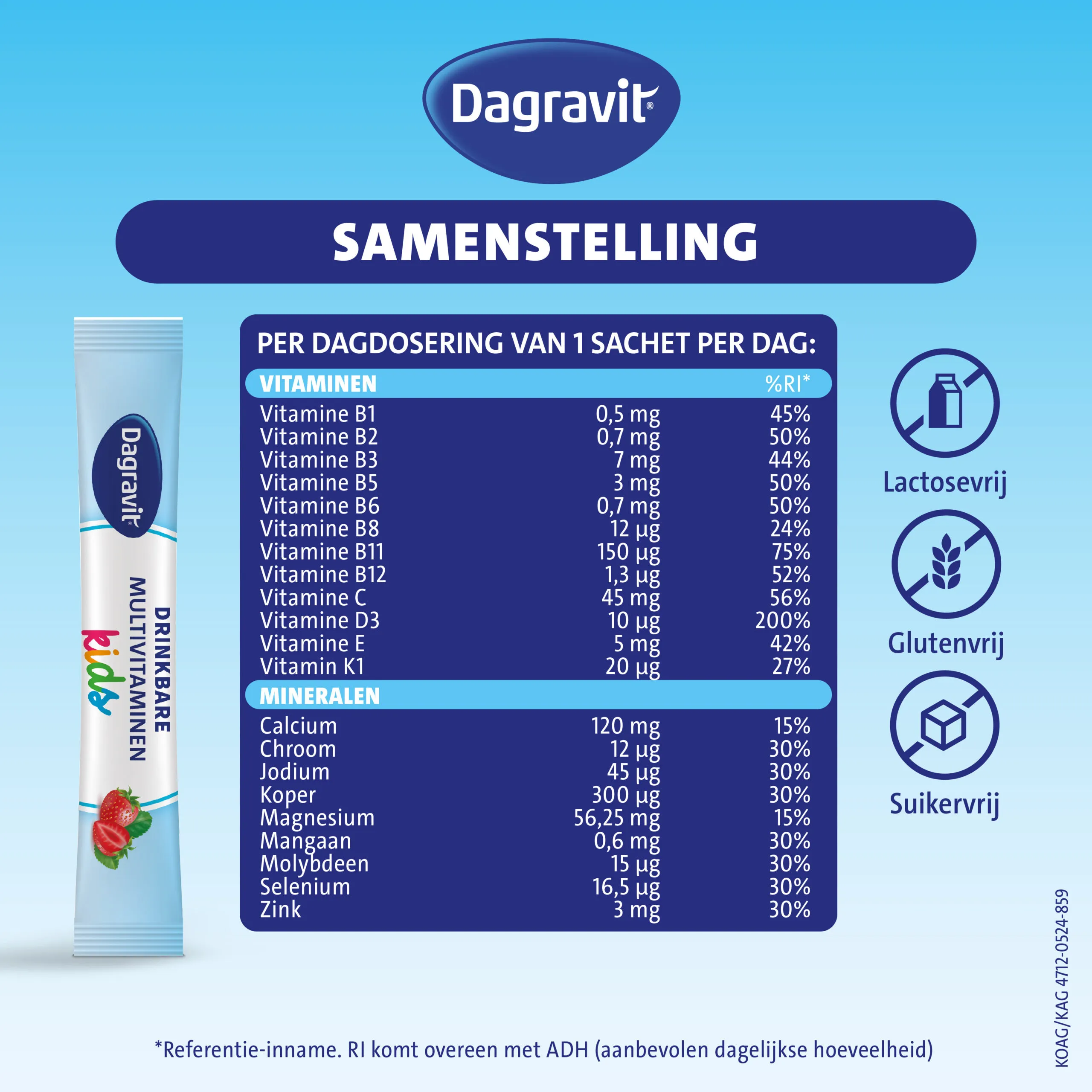 Dagravit Complete Start Drinkbare Multivitaminen Kids 3-5 Aardbei (30 sachets) - image 4
