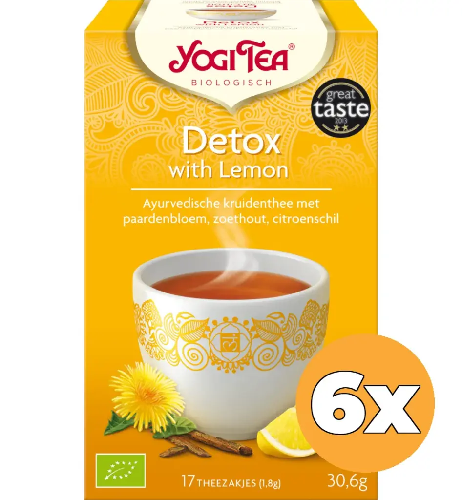 6x Yogi Tea Detox with lemon bio (17 stuks)