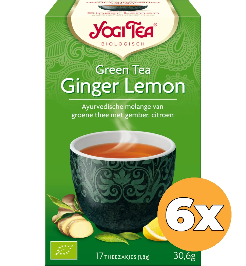 6x Yogi Tea green tea ginger lemon bio (17 stuks)