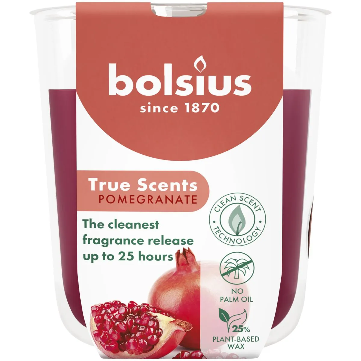 Bolsius Geurglas 80/73 True Scents Pomegranate (1 stuk)