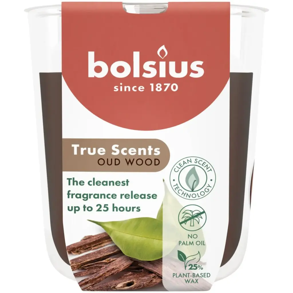 Bolsius Geurglas 80/73 True Scents Oud Wood (1 stuk)