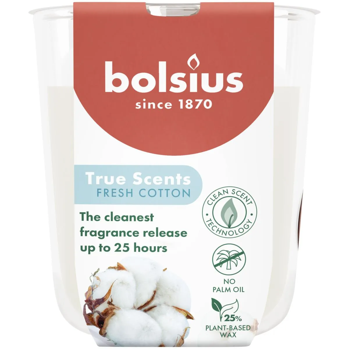 Bolsius Geurglas 80/73 True Scents Fresh Cotton (1 stuk)