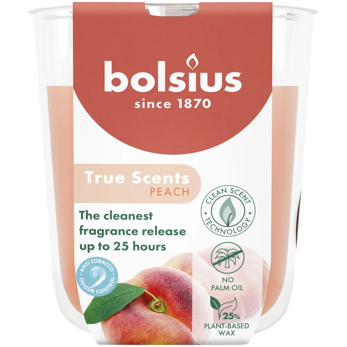 Bolsius Geurglas 80/73 True Scents Peach (1 stuk)