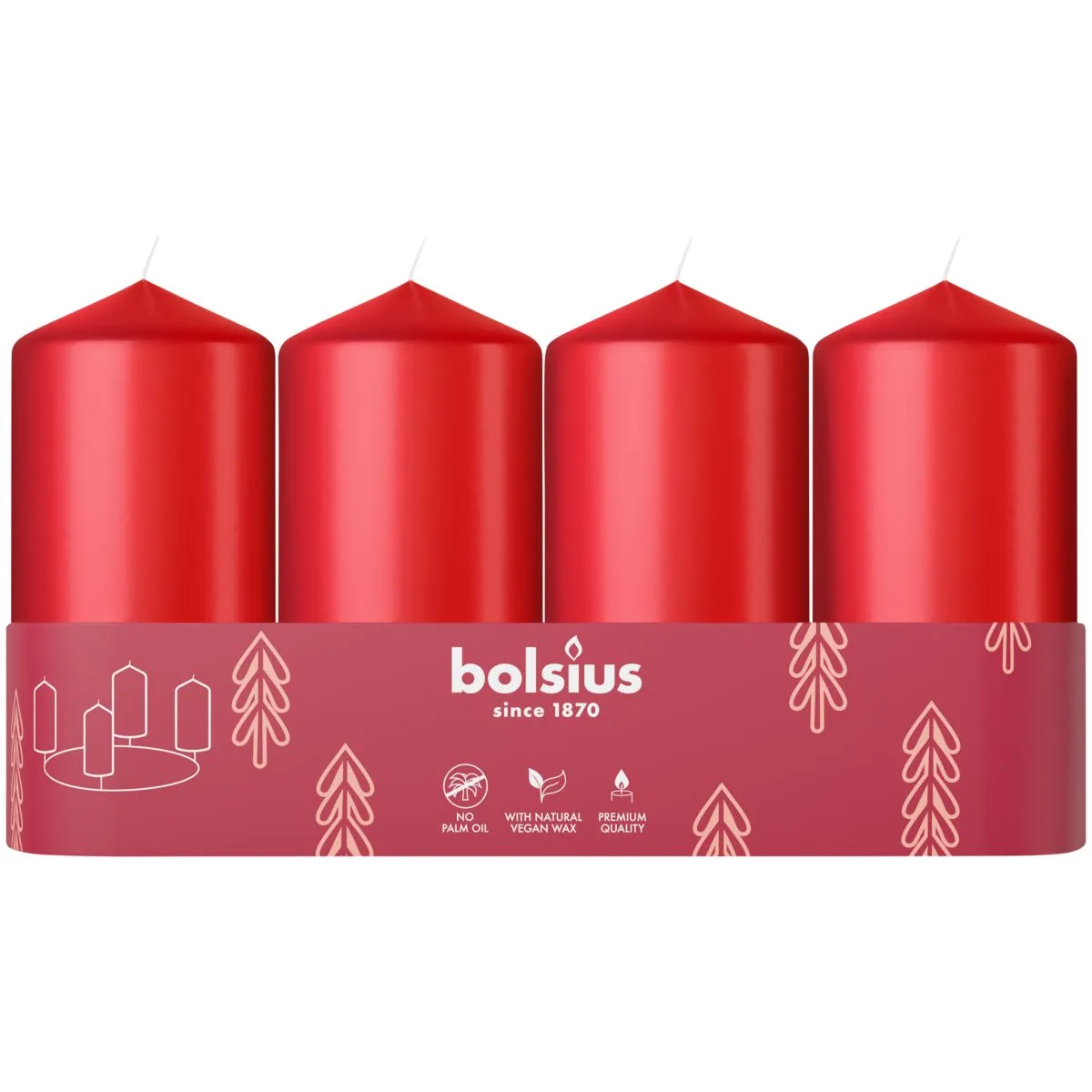 Bolsius Stompkaars 100/48 Tray 4 Delicate Red (1 stuk)