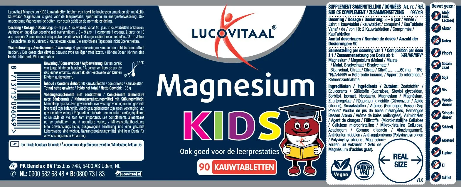 Lucovitaal Magnesium Kids (90 kauwtabletten)