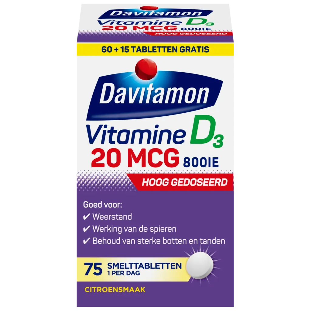 Davitamon Vitamine D3 20mcg (75 tabletten)