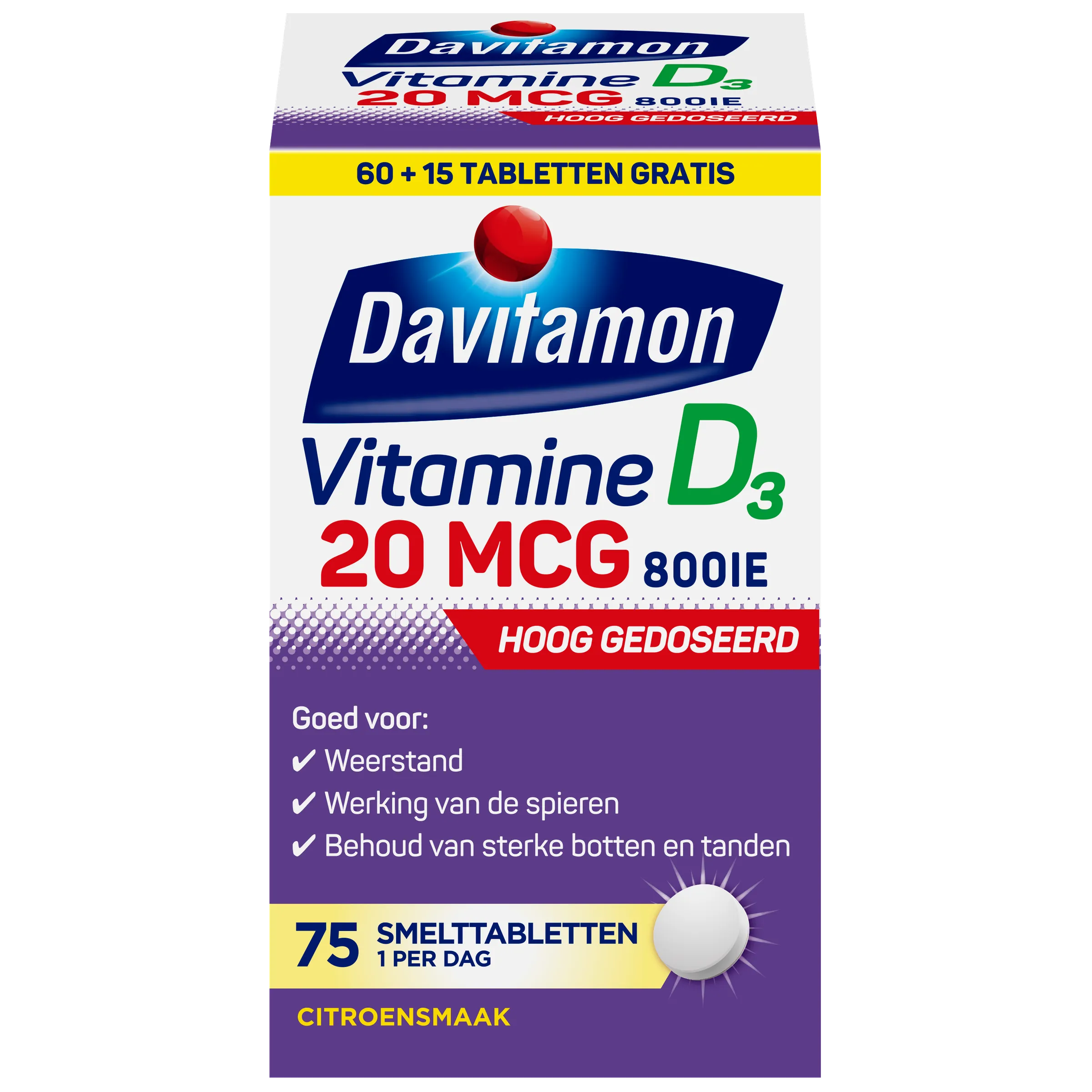 Davitamon Vitamine D3 20mcg (75 tabletten)