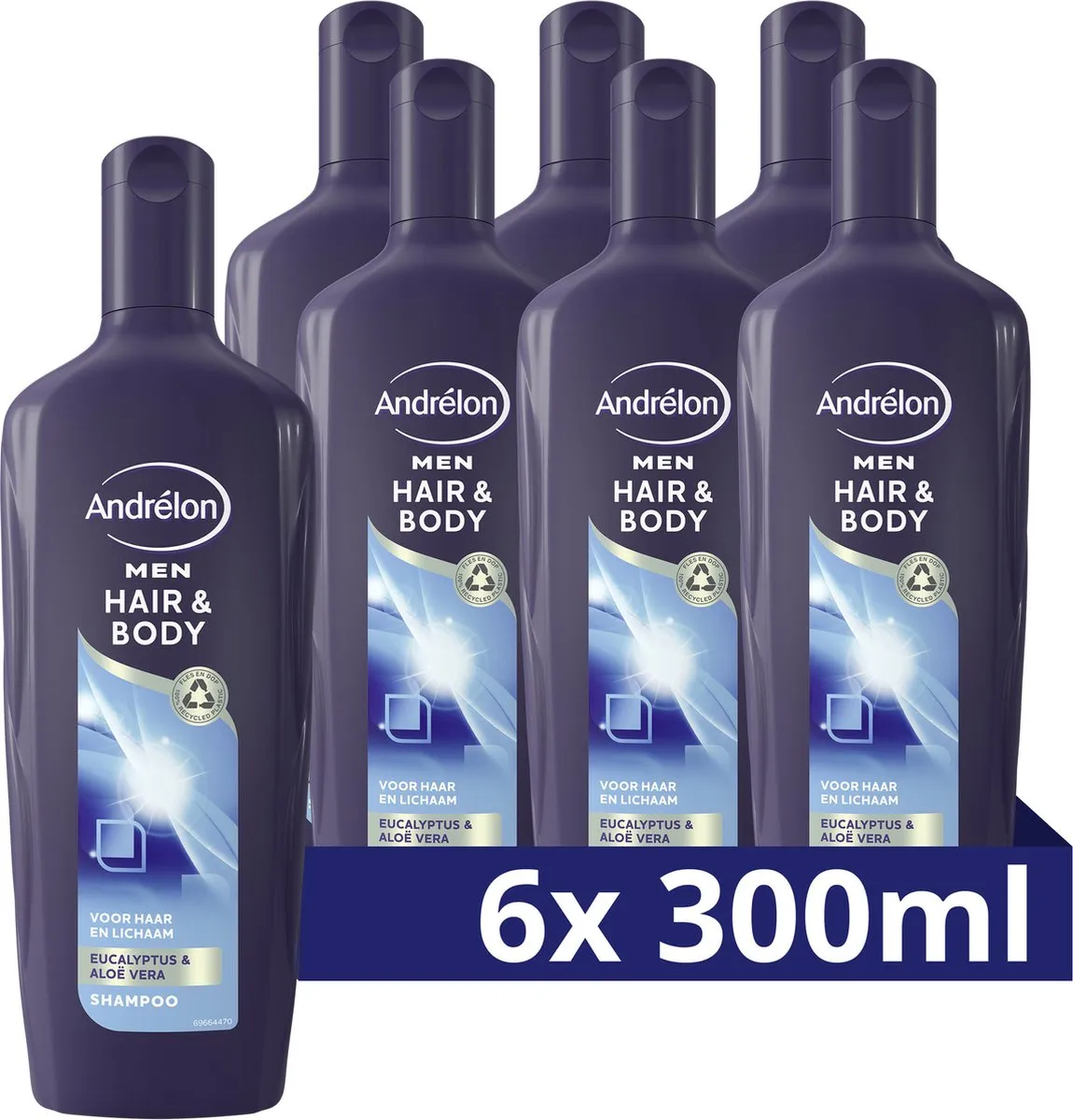 6x Andrelon Shampoo Men Hair & Body (300 ml)