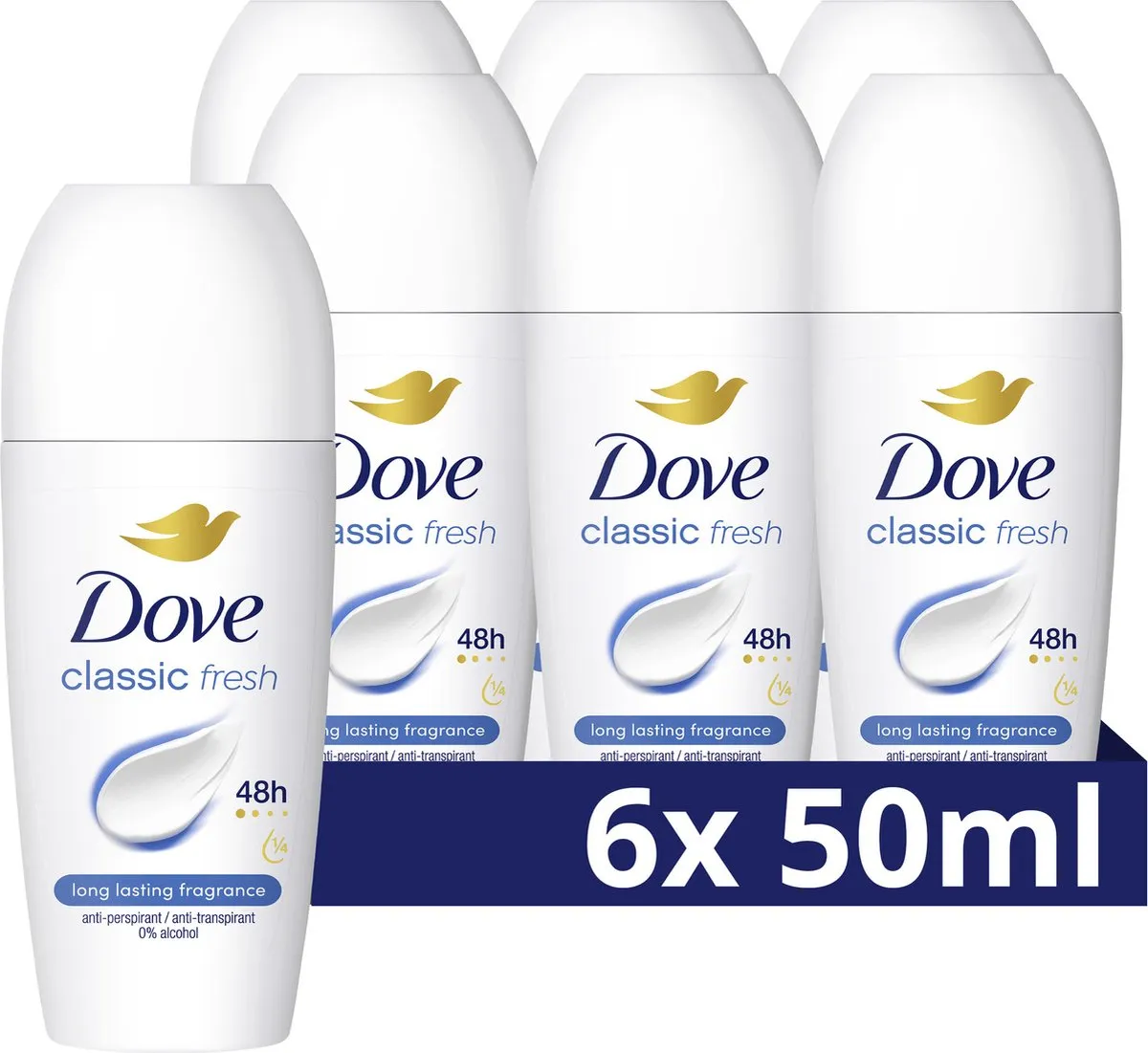 6x Dove W Classic Deodorant Roll-On (50 ml)