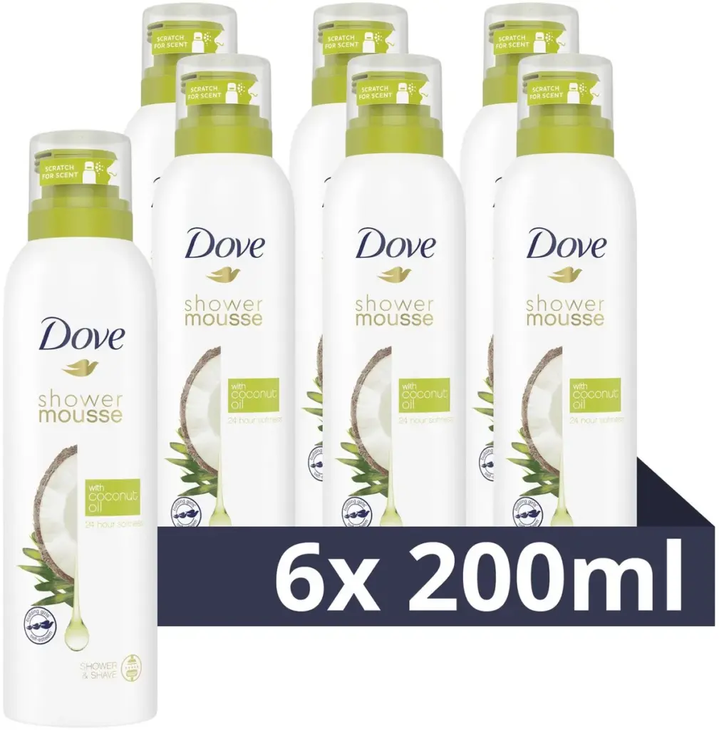 6x Dove Shower mousse coconut oil (200 ml)