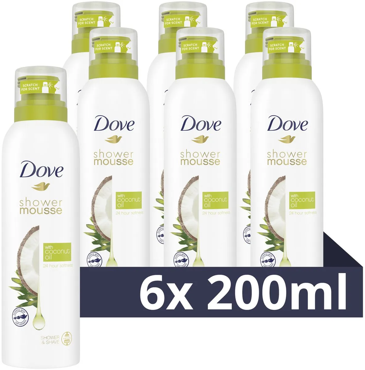 6x Dove Shower mousse coconut oil (200 ml)