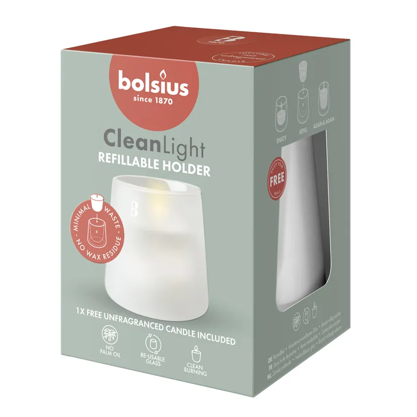 Bolsius Clean Light Starterkit Houder Wit - Incl. Geurloze Navulling (1 stuk)