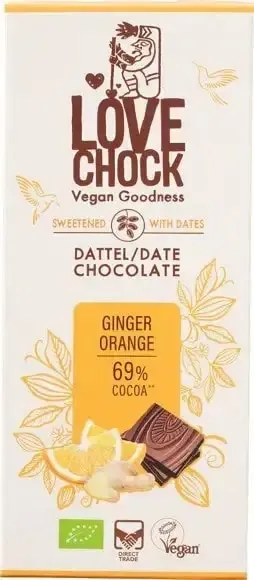 Lovechock Pure Chocolade Gember Sinaasappel (70 gr)