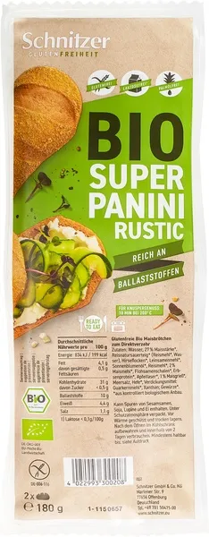 Schnitzer Super Panini Rustic Gluten Vrij (180 gr)