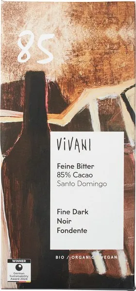 Vivani Chocolate Bar Fine Dark 85% Cacao Santo Domingo (80 gr)