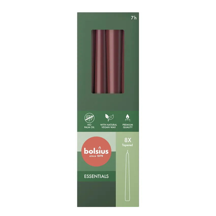 Bolsius Gotische Kaars 245/24 Doos 8 Velvet Red (8 stuks)