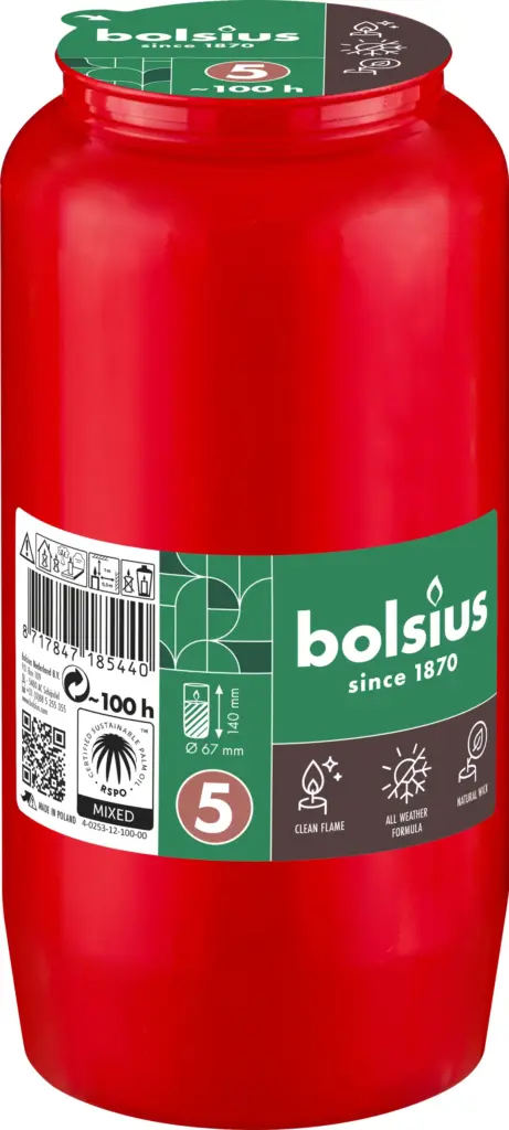 Bolsius Herdenkingslicht Compo Nr 5 Rood (1 stuk)