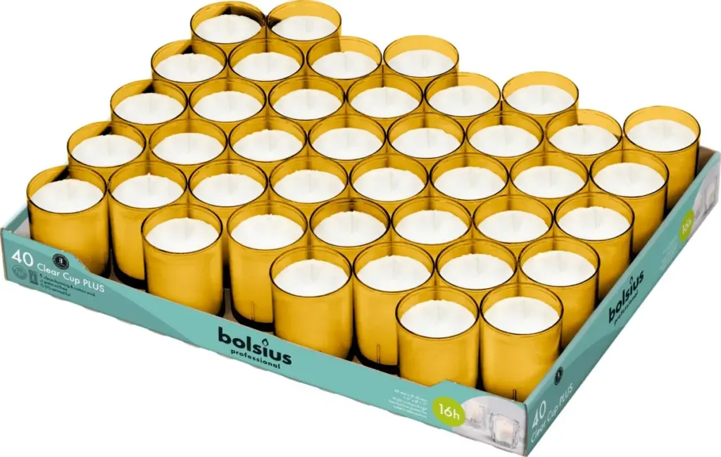 Bolsius Horeca Clear Cups 55/42 Tray 40 Amber (40 stuks)