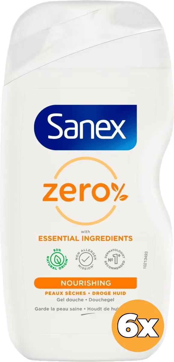 6x Sanex Shower Gel Zero% Dry Skin (6 x 400 ml)