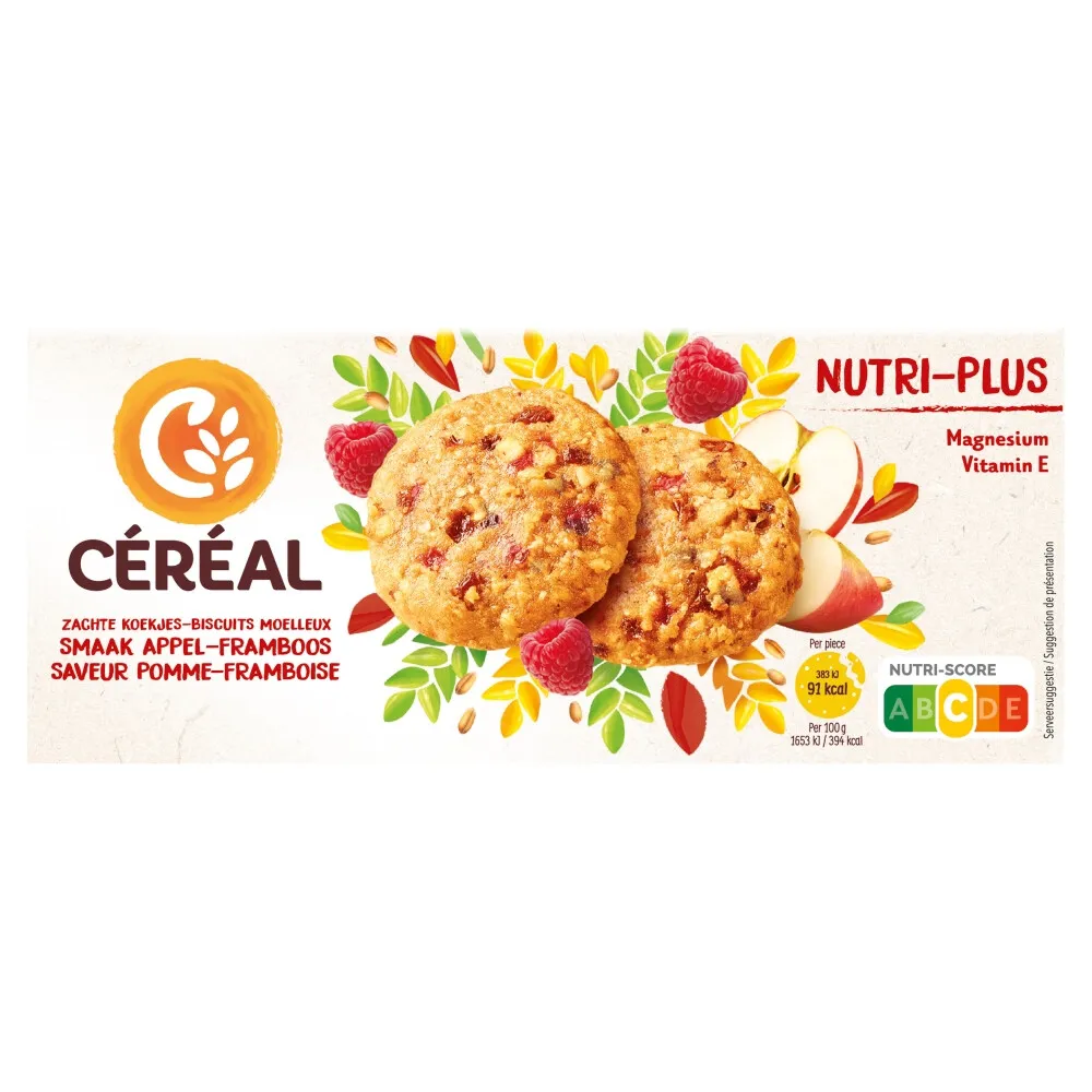 Céréal Zachte Koekjes Appel-Framboos (138 gr)