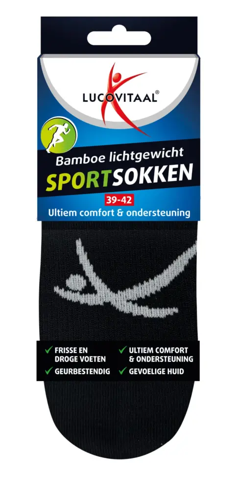 Lucovitaal Sportsok Bamboe 39-42 zwart (1 paar)