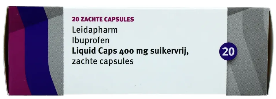 Leidapharm Ibuprofen Liquid Capsules 400 Mg Suikervrij (20 capsules) - image 3