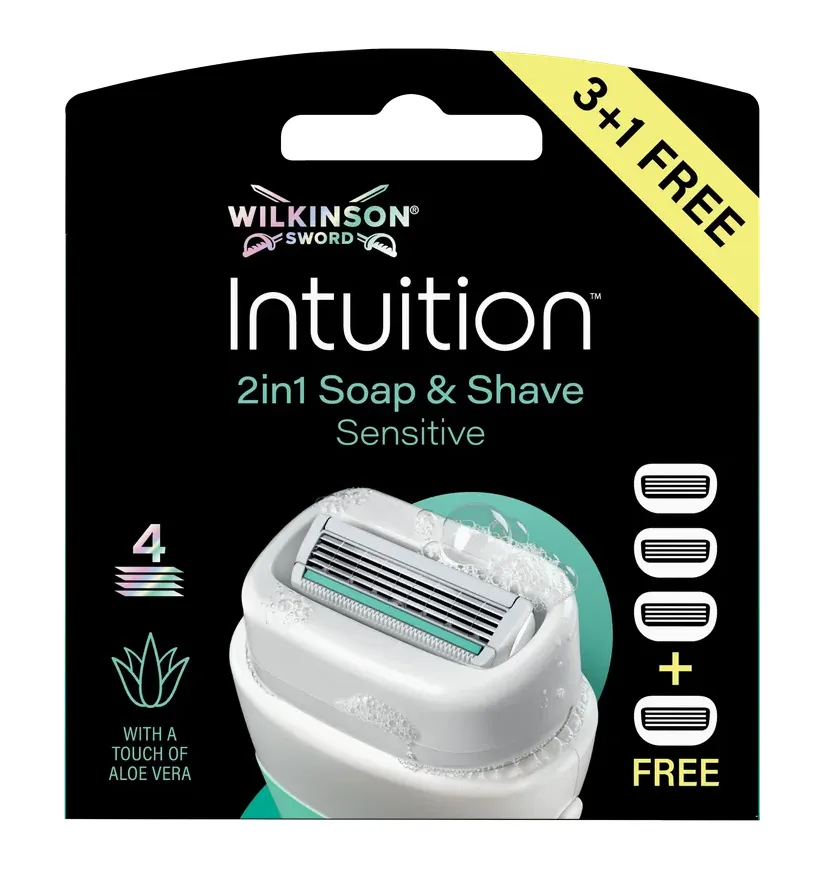 Wilkinson Intuition 2in1 Soap & Shave Sensitive Navulmesjes (4 stuks)