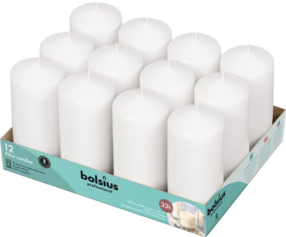 Bolsius Horeca Stompkaarsen 12/6 Wit (12 stuks)
