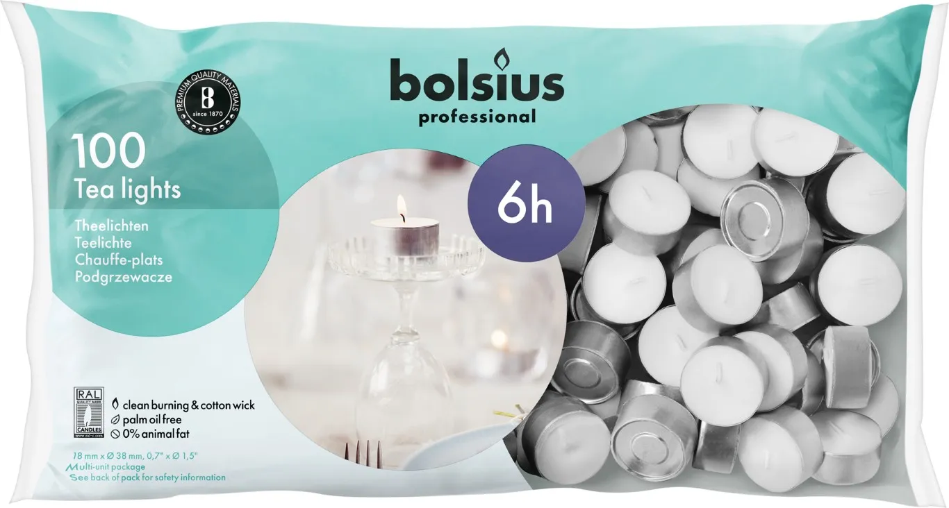 Bolsius Horeca Theelichten Wit (100 stuks)