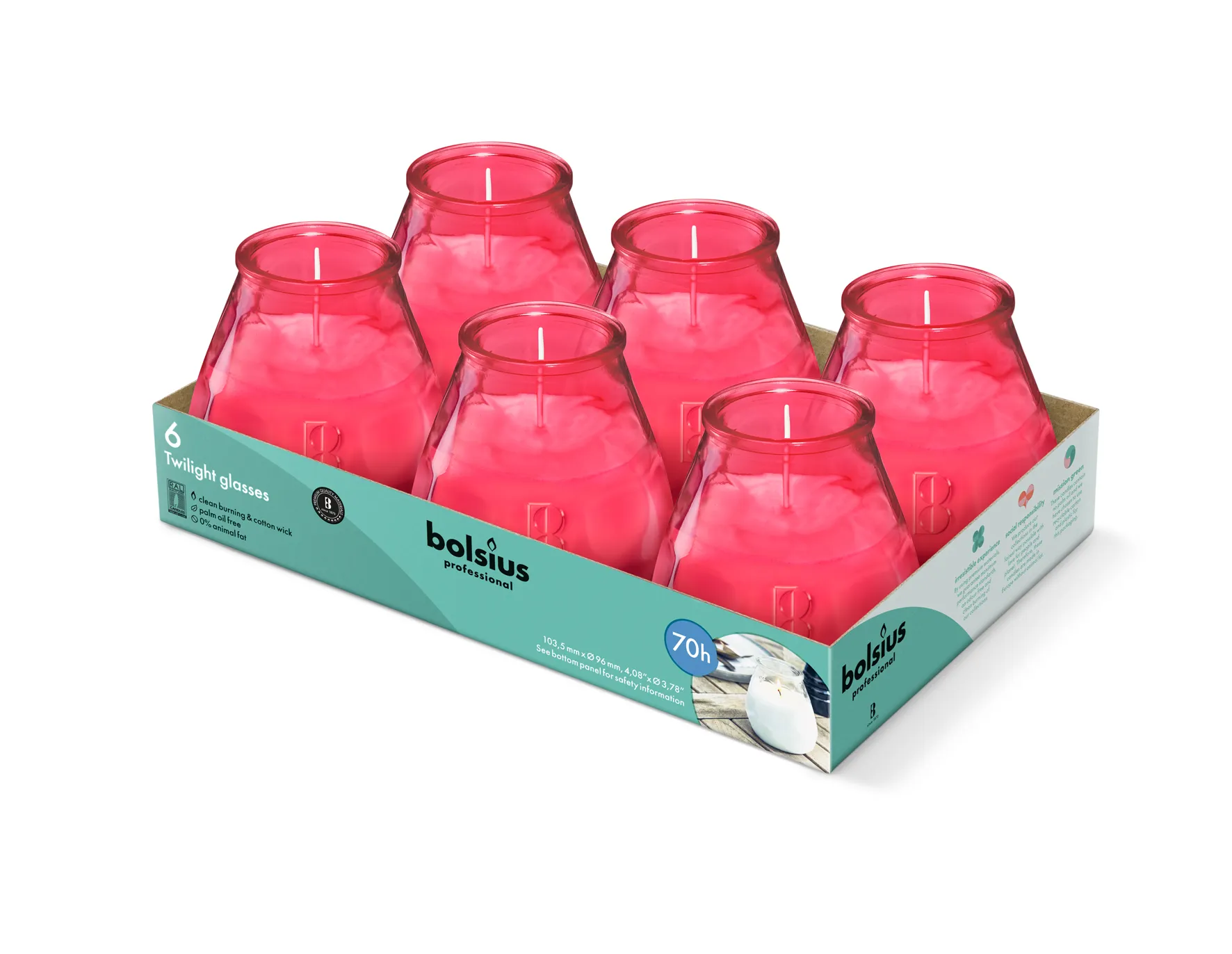 Bolsius Horeca Twilight 104/99 Fuchsia (6 stuks)