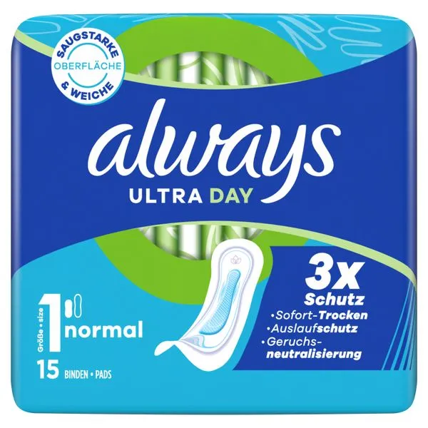 Always Ultra Normal Maandverband zonder Vleugels (Maat 1) (15 stuks)